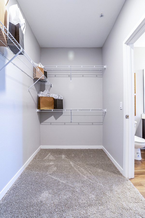 Walk-in bedroom closet with ample shelving at Alta Longwood Apartments