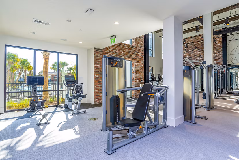 State-of-the-art fitness center with modern equipment at Alta Longwood Apartments