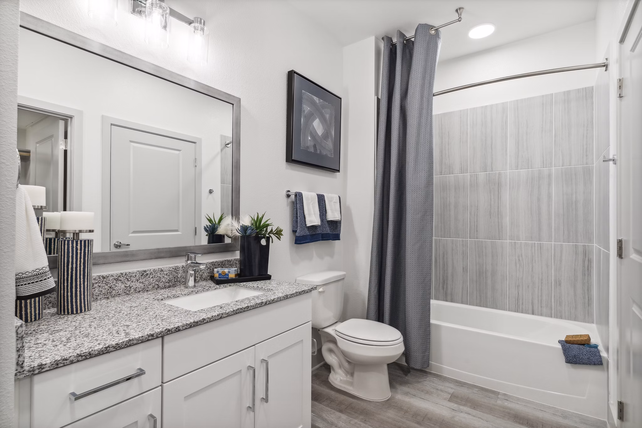 Modern bathroom with sleek fixtures at Alta Marine Creek Apartments