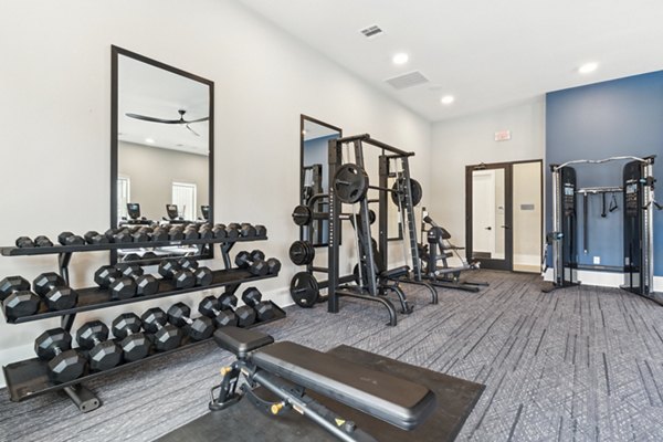 Modern fitness center with state-of-the-art equipment at Alta Marine Creek Apartments