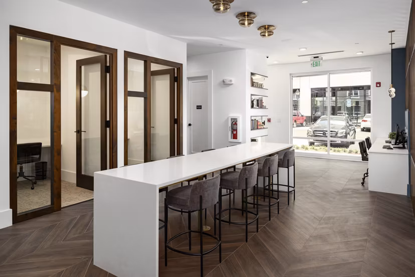 Clubhouse featuring modern lounge seating and entertainment areas at Alta Porter on Peachtree luxury apartments