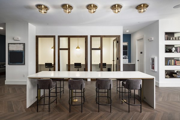 Luxurious clubhouse with elegant decor and seating at Alta Porter on Peachtree, a premium residential community