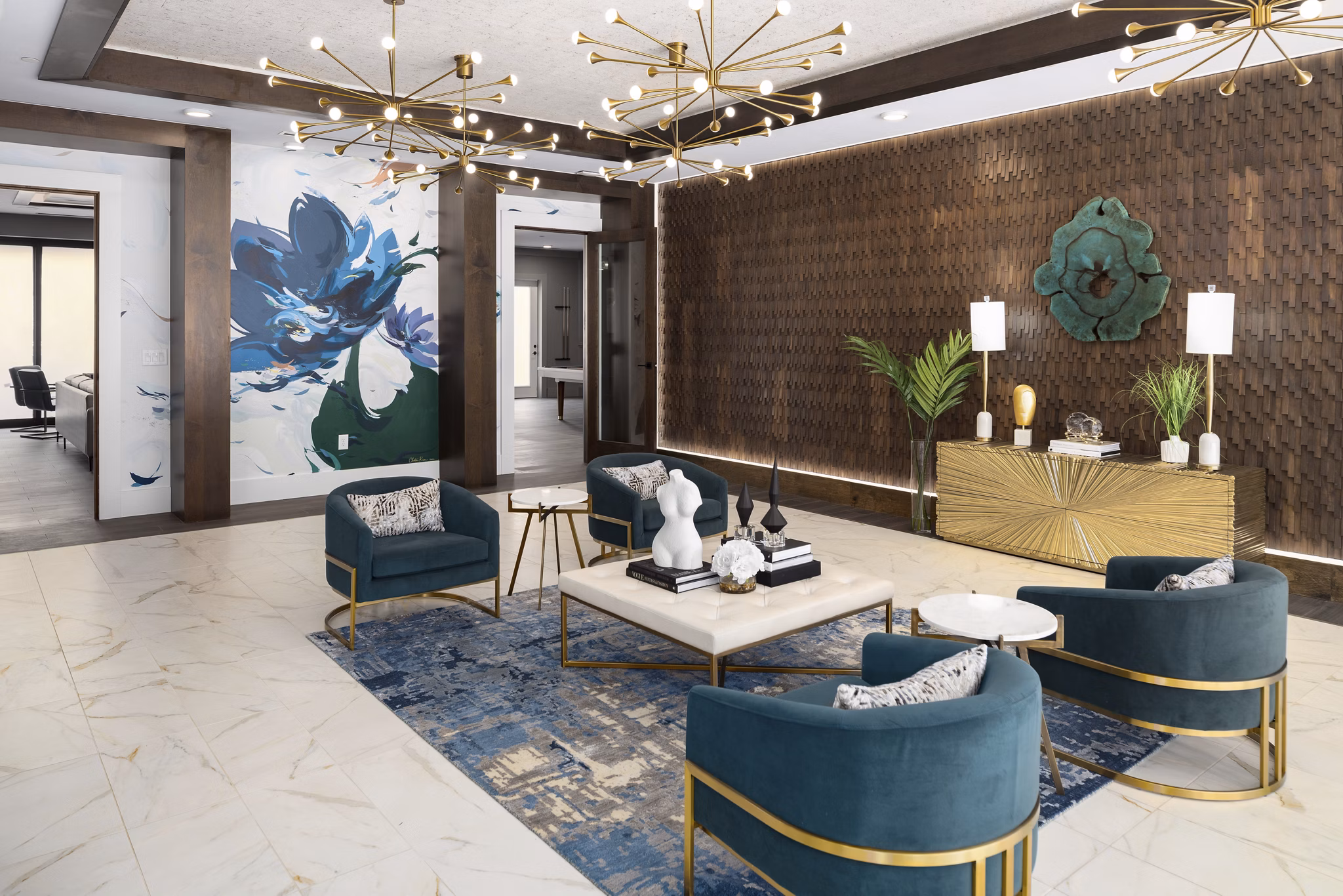Luxury clubhouse at Alta Porter on Peachtree featuring modern design and elegant interiors