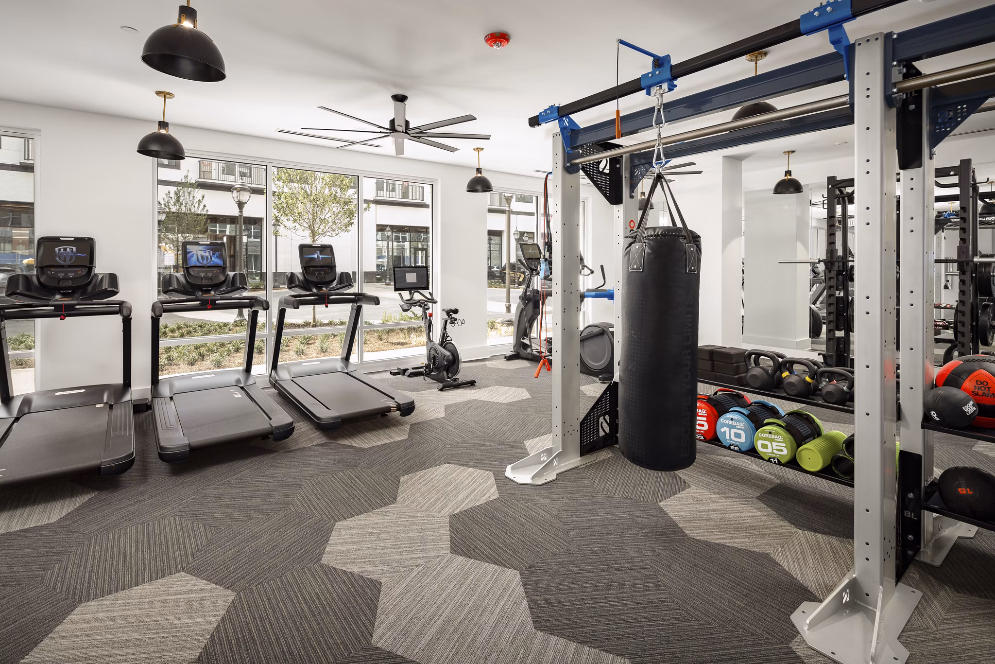 State-of-the-art fitness center with modern equipment at Alta Porter on Peachtree apartments