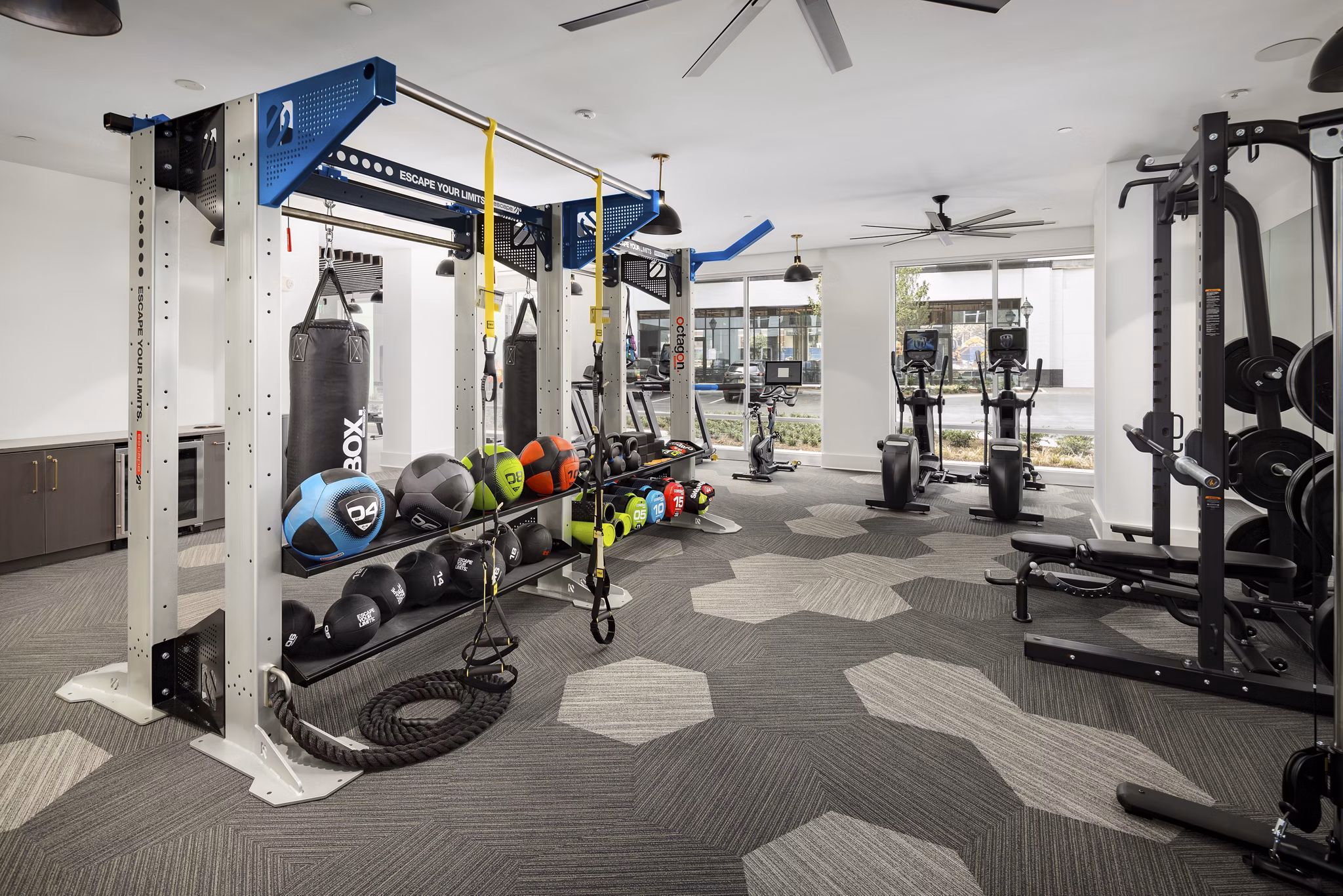 Fitness center with modern equipment at Alta Porter on Peachtree, offering residents a luxurious workout experience