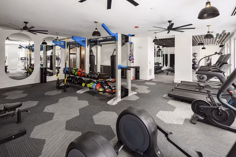 State-of-the-art fitness center with modern equipment at Alta Porter on Peachtree apartments