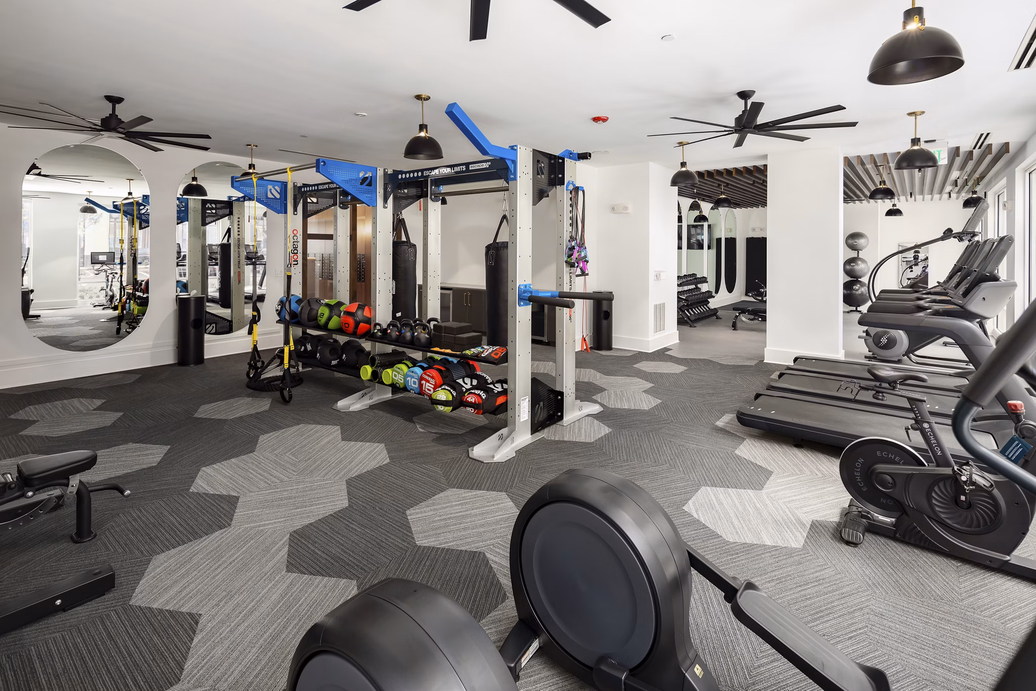 State-of-the-art fitness center with modern equipment at Alta Porter on Peachtree apartments