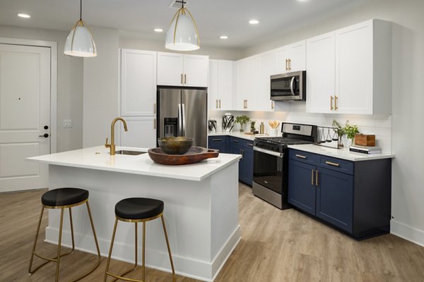 Modern kitchen with sleek cabinetry and stainless steel appliances at Alta Porter on Peachtree luxury apartments