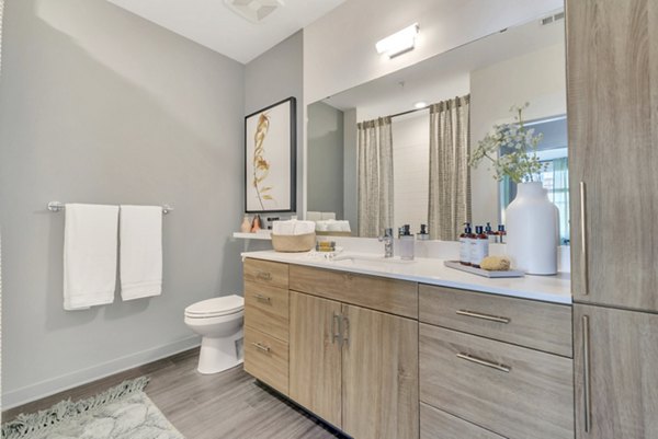 Modern bathroom with sleek fixtures at Alta Purl Apartments