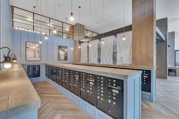 Mailroom with individual parcel lockers at Alta Purl Apartments