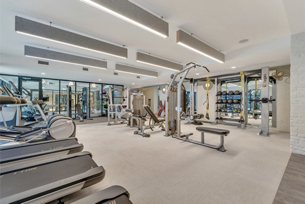 State-of-the-art fitness center with modern equipment at Alta Purl Apartments