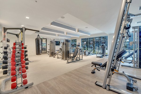 State-of-the-art fitness center with modern equipment at Alta Purl Apartments, perfect for health enthusiasts seeking luxury living