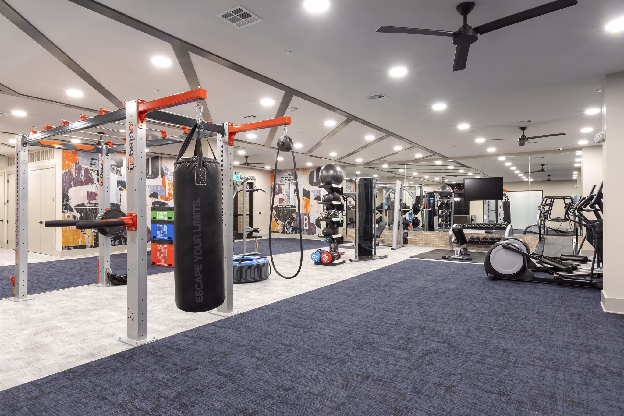 Modern fitness center with state-of-the-art equipment at Alta River Oaks Apartments, enhancing luxury living in the vibrant community