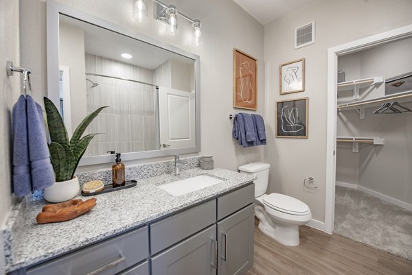 Bathroom featuring sleek fixtures and modern design at Alta Rolling Oaks luxury apartments