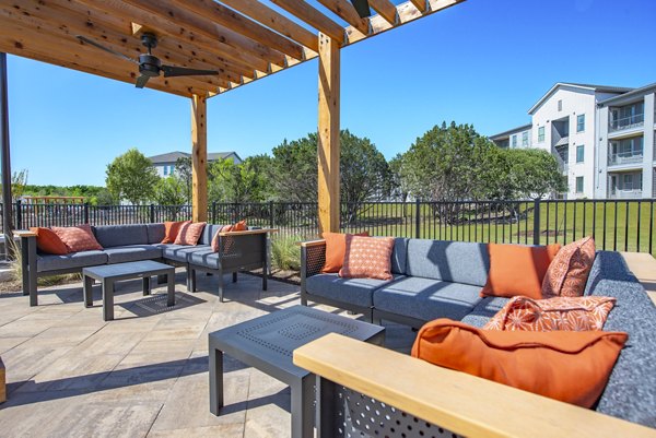 Patio featuring modern outdoor seating at Alta Rolling Oaks luxury apartments