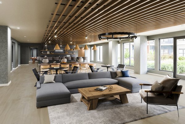 Elegant clubhouse featuring modern design elements at Alta on the Row Apartments