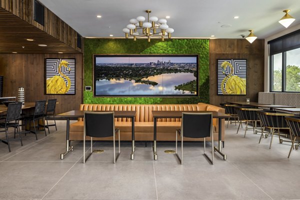 Modern clubhouse with stylish interiors at Alta Sloan's Lake, offering luxurious amenities and vibrant communal spaces for residents