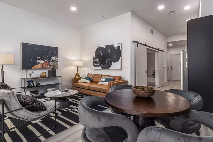 Dining room featuring modern design and elegant furnishings at Alta Sloan's Lake luxury apartments