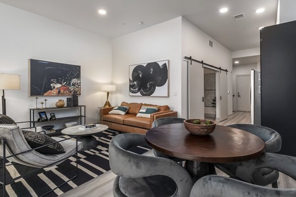 Dining room featuring modern design and elegant furnishings at Alta Sloan's Lake luxury apartments