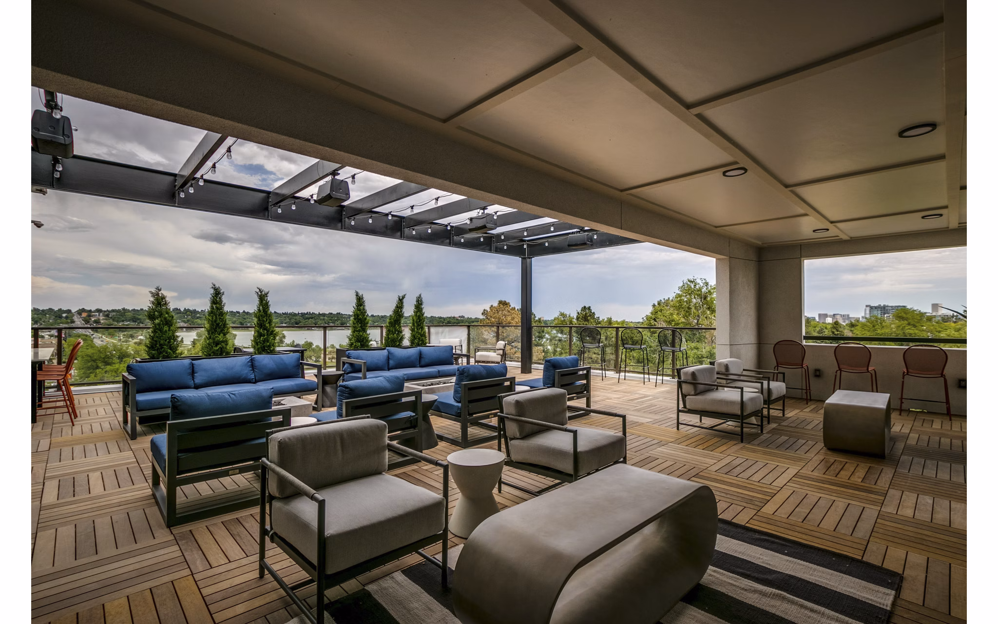 Spacious patios with mountain views at Alta Sloan's Lake luxury apartments