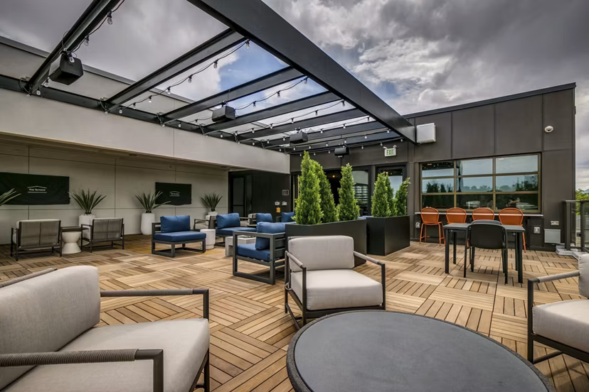 Elegant patio with comfortable seating at Alta Sloan's Lake luxury apartments