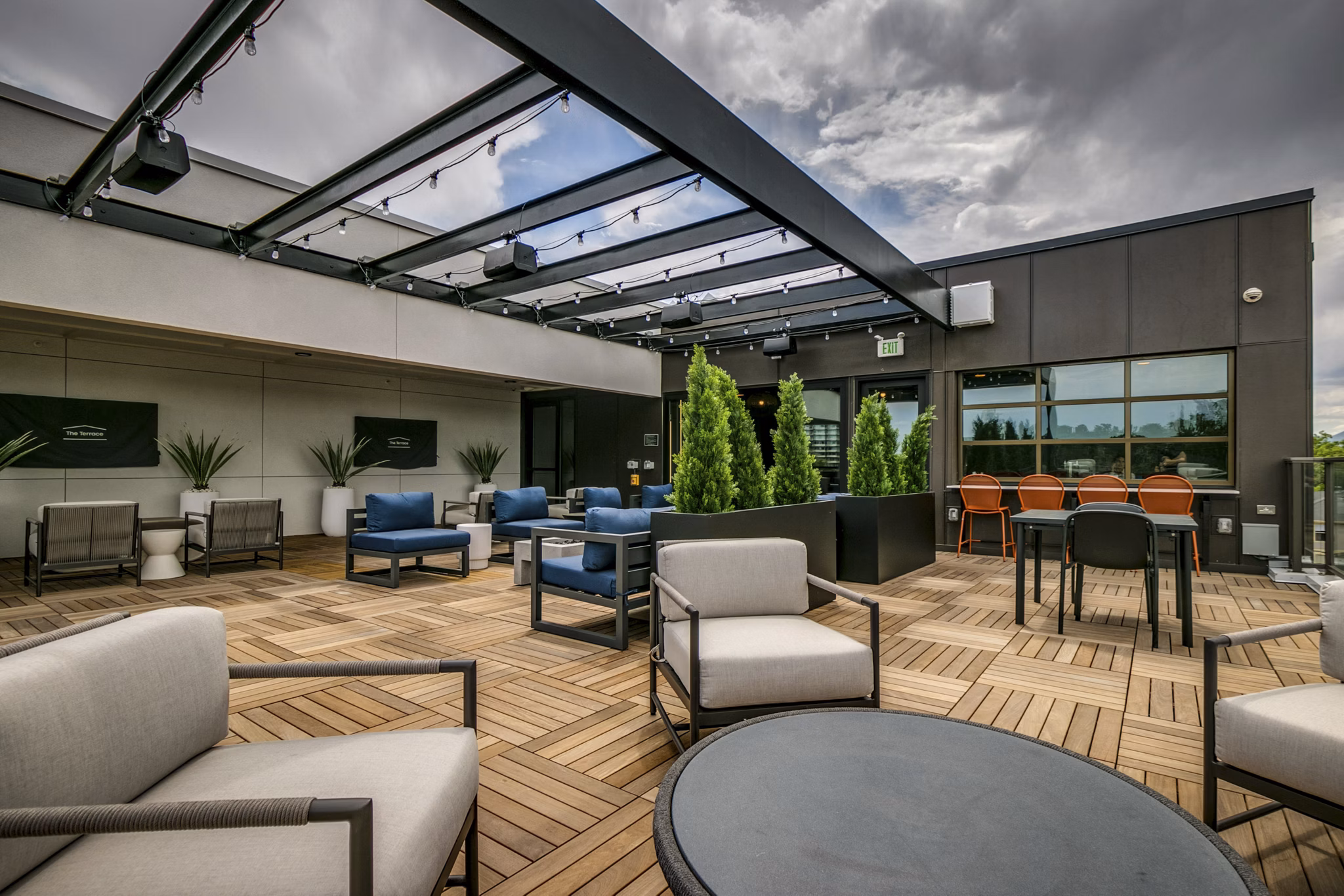 Elegant patio with comfortable seating at Alta Sloan's Lake luxury apartments