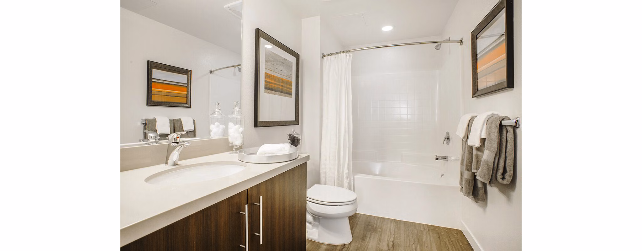 Bathroom featuring sleek fixtures and modern design at Alta South Bay Apartments