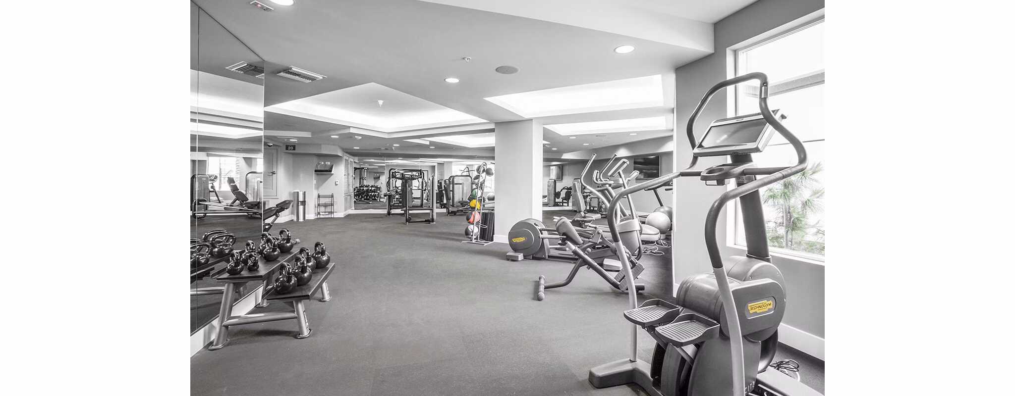Modern fitness center at Alta South Bay Apartments with state-of-the-art equipment, ideal for luxury living and active lifestyles