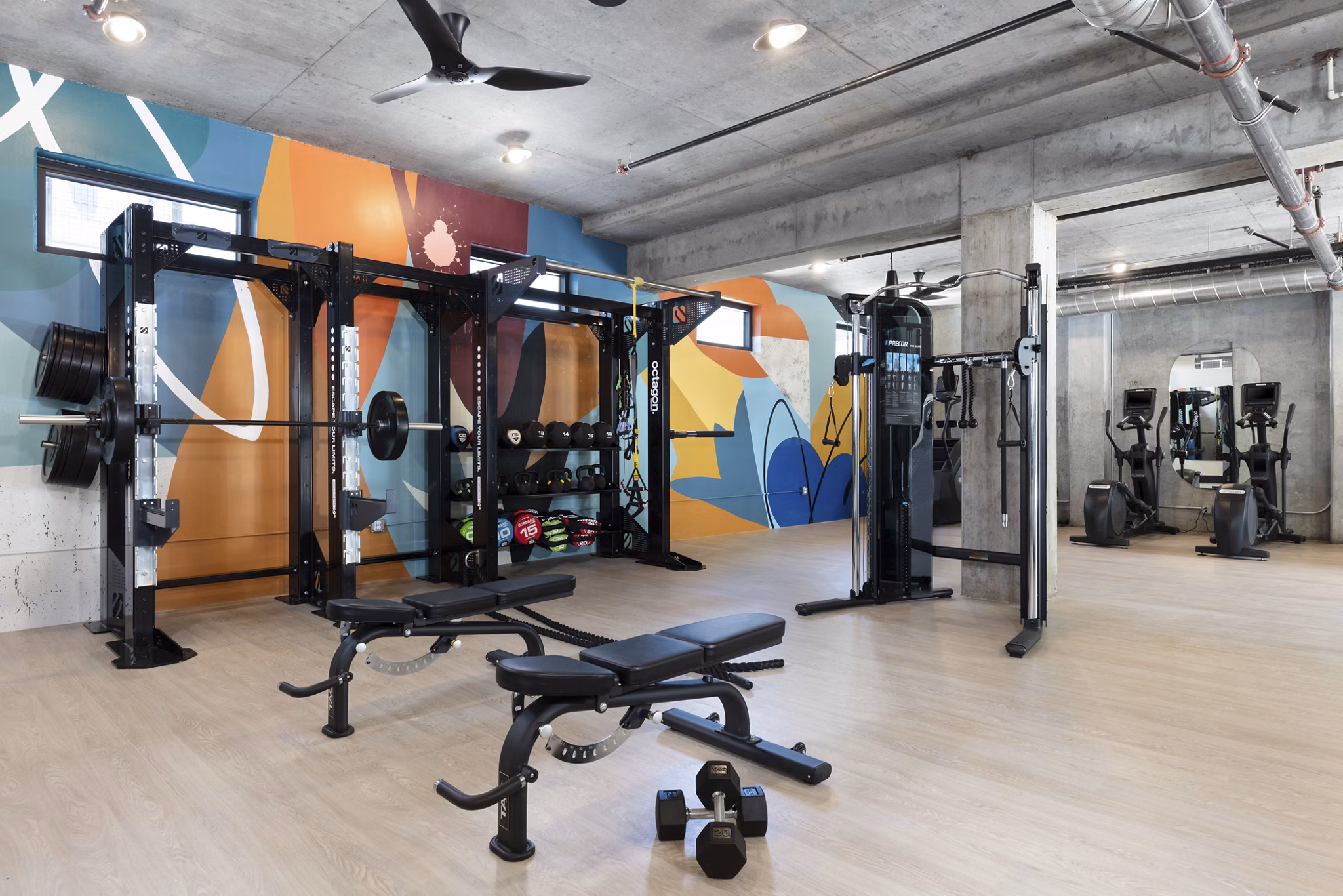 Fitness center featuring state-of-the-art equipment at Alta Star Harbor Apartments, a Greystar luxury community