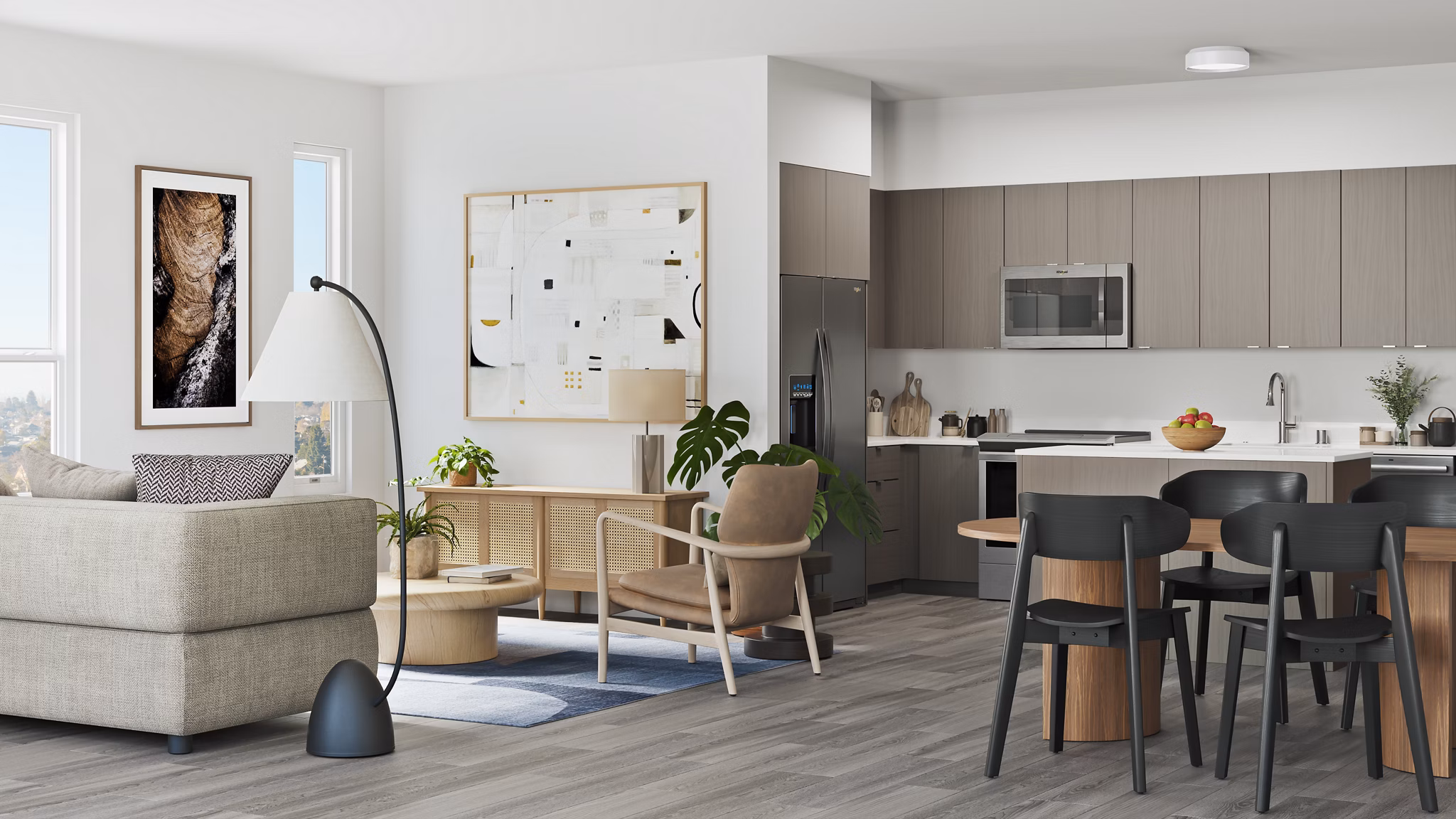 Spacious living room with modern decor at Alta Star Harbor Apartments