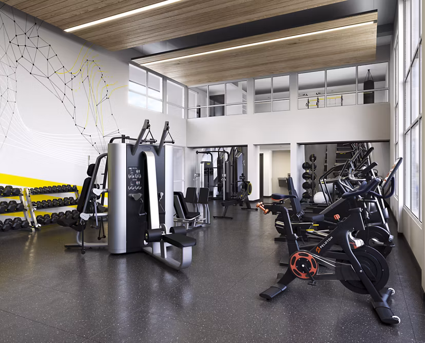 Fitness center with modern equipment at Alta Waverly apartments