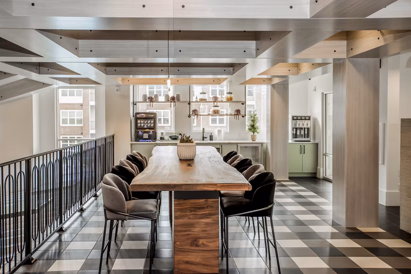 Elegant clubhouse with modern design at Alta Wren Apartments, perfect for luxury gatherings and community events