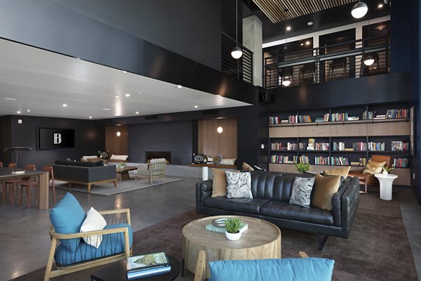 Club at The Brady: Elegant lounge with modern decor, luxury apartments in Nashville