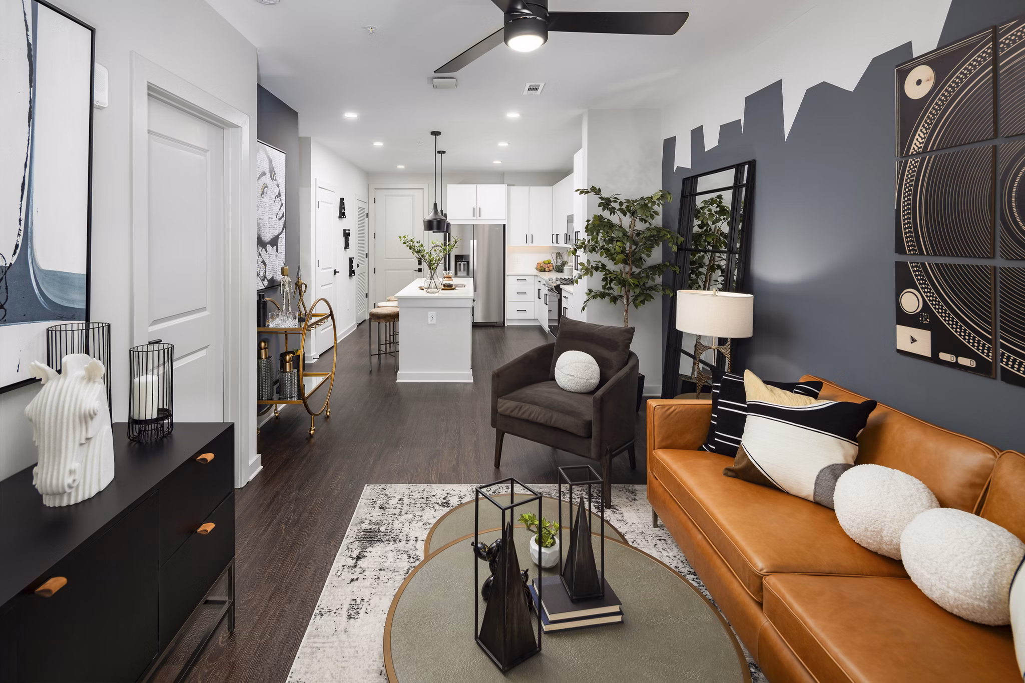 living room at The Beverly by Alta Apartments