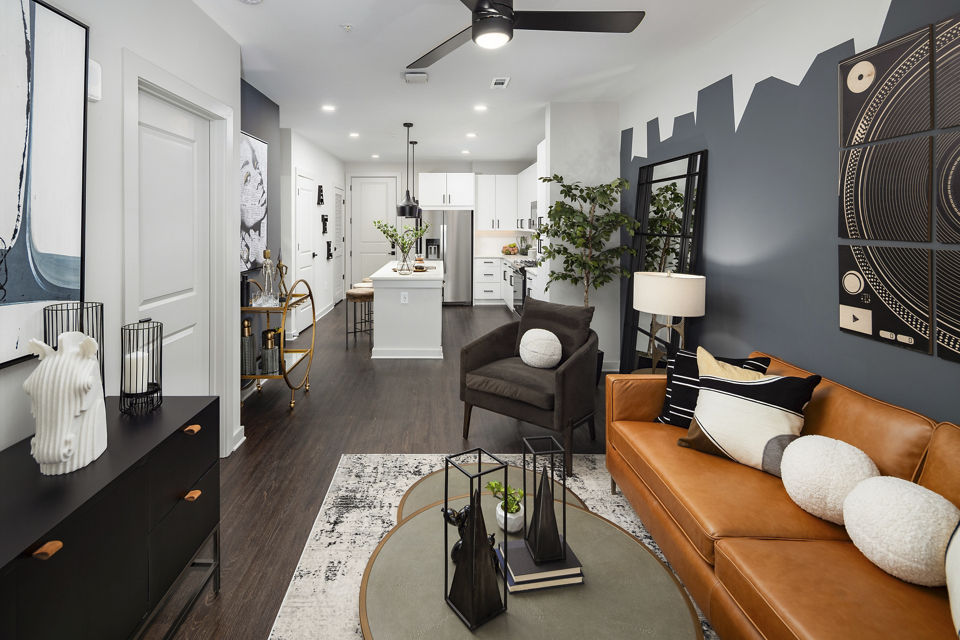 living room at The Beverly by Alta Apartments