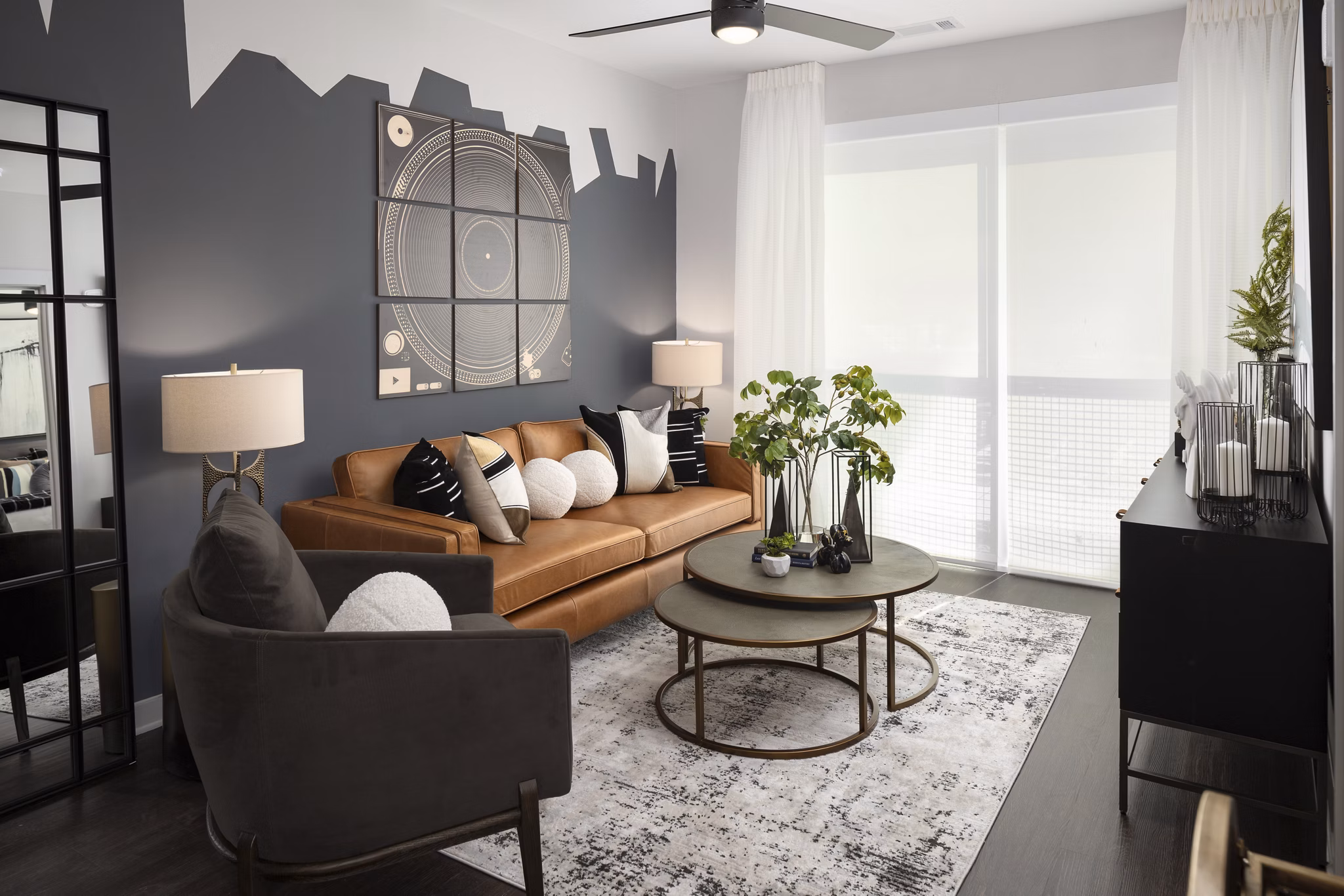 living room at The Beverly by Alta Apartments