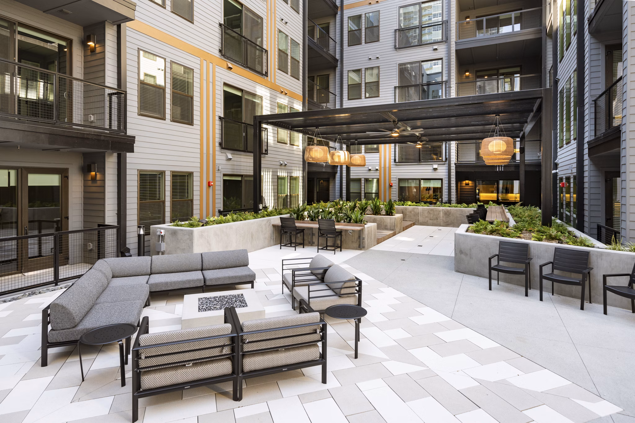 fire pit at The Beverly by Alta Apartments