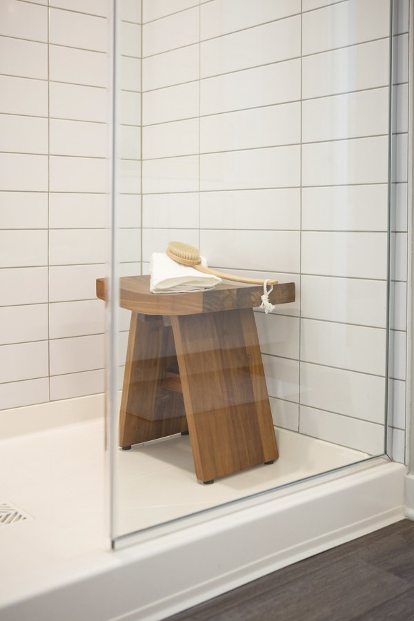 Bathroom featuring modern fixtures at Elden Galleria Apartments luxury apartments