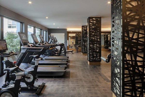 Fitness center with modern equipment at Lantana at Milpitas Station Apartments