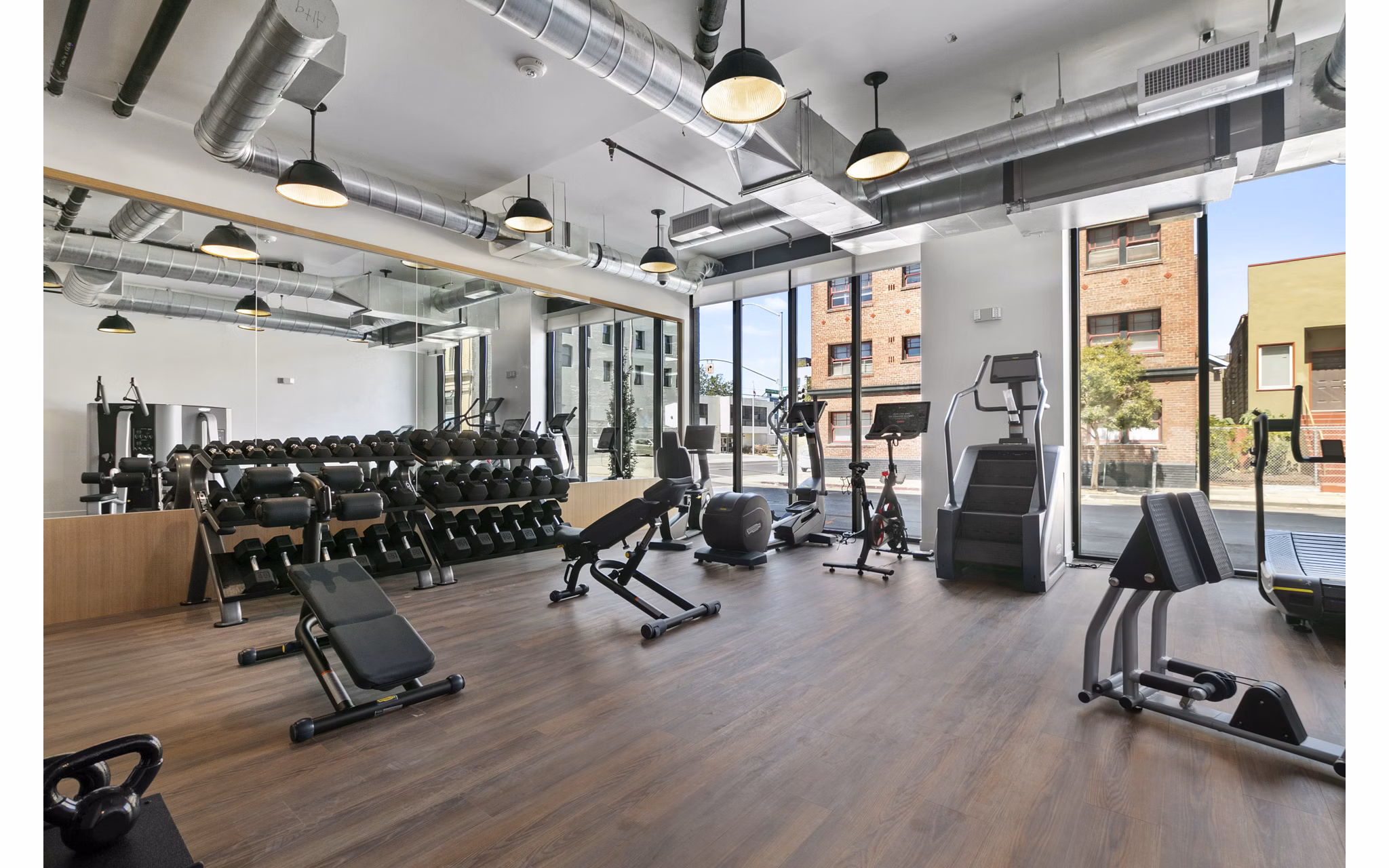 State-of-the-art fitness center with modern equipment at Lantana Uptown luxury apartments