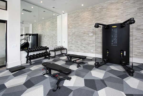 State-of-the-art fitness center with cardio and weight equipment at The Lights at Northwinds Apartments