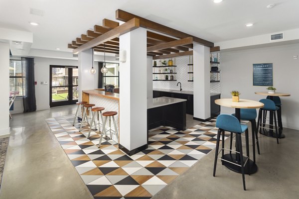 Clubhouse featuring modern design and comfortable seating at The Lowery Apartments