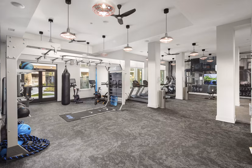 Modern fitness center with top-tier equipment at The Lowery Apartments