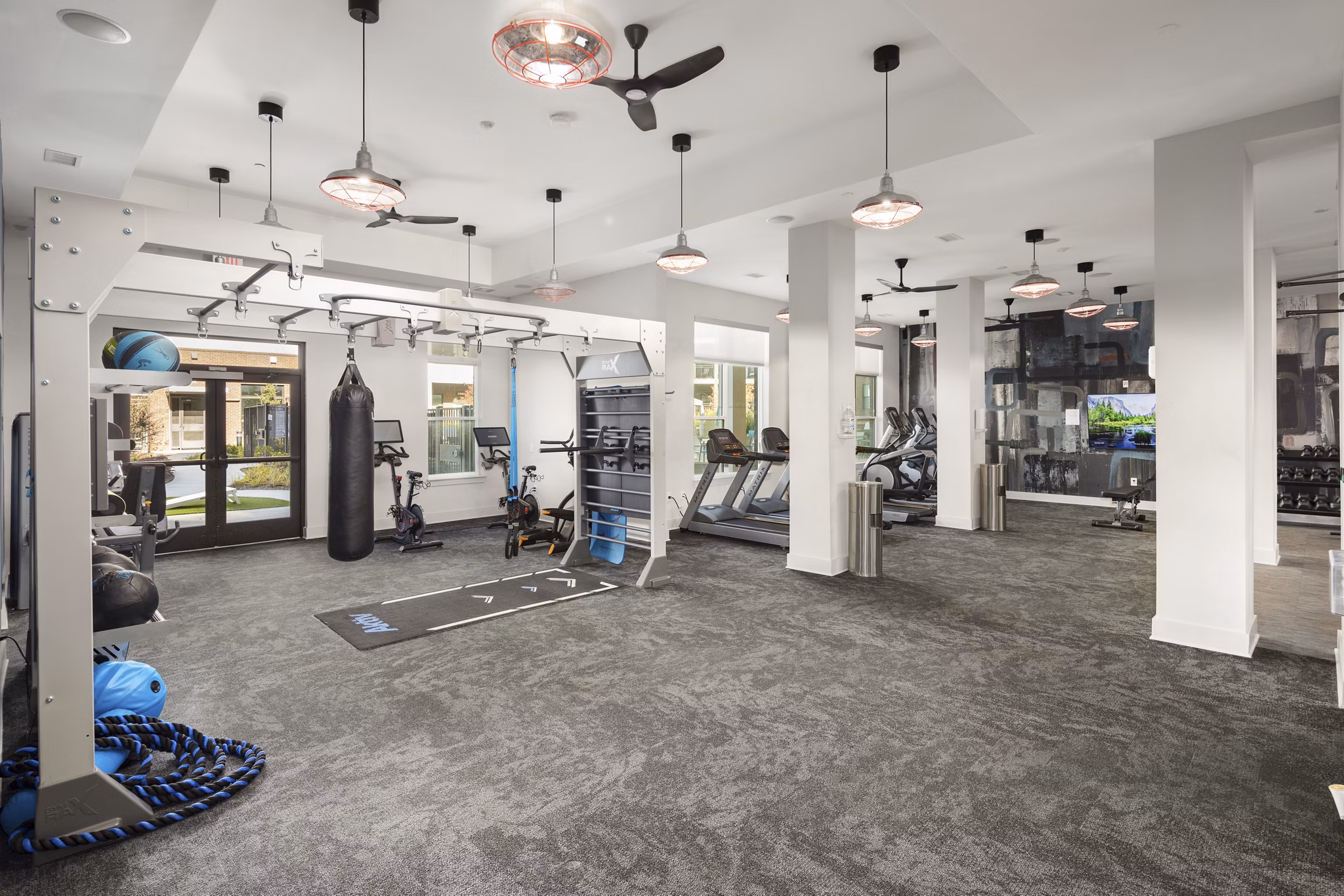 Modern fitness center with top-tier equipment at The Lowery Apartments