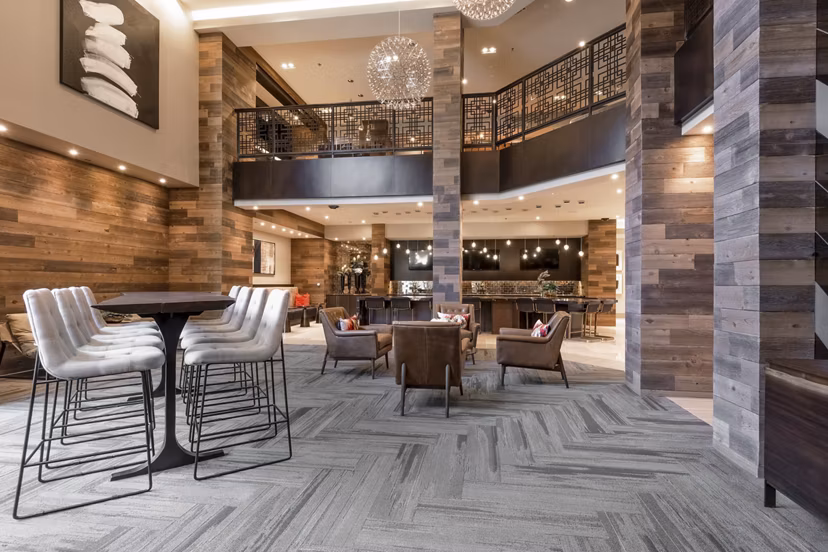 Luxe at Mile High: Elegant clubhouse with chic decor and seating areas