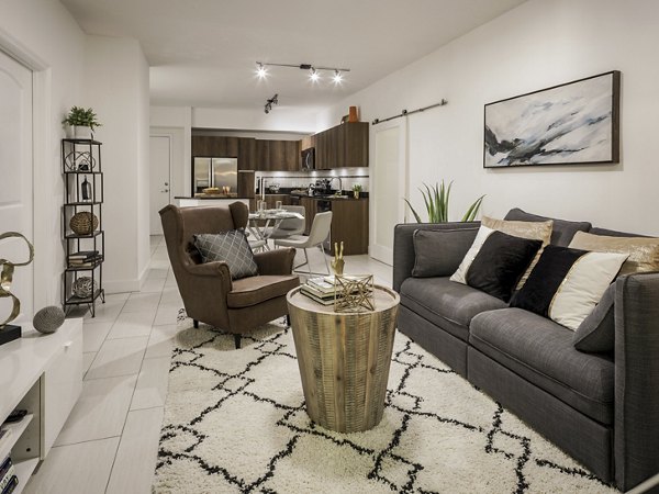 Living room at The Manor at City Place Apartments