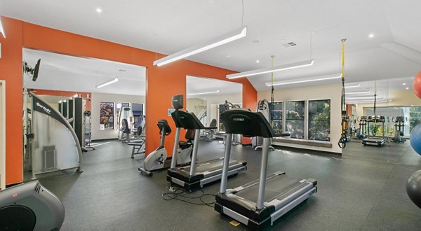 fitness center at One Jefferson Apartments