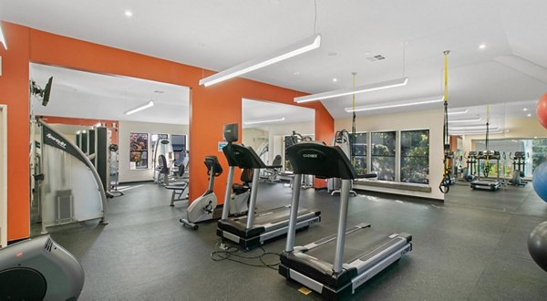 State-of-the-art fitness center with modern equipment at One Jefferson Apartments