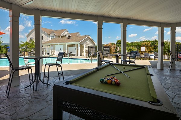 Outdoor recreation area with BBQ grills and seating at The Park at Walnut Ridge Apartments, ideal for social gatherings and leisure activities