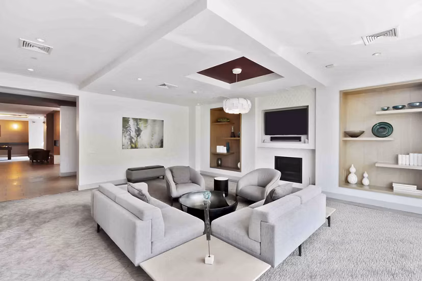 Clubhouse featuring modern design elements at Re150 Apartments, Greystar luxury apartments in Mattapan